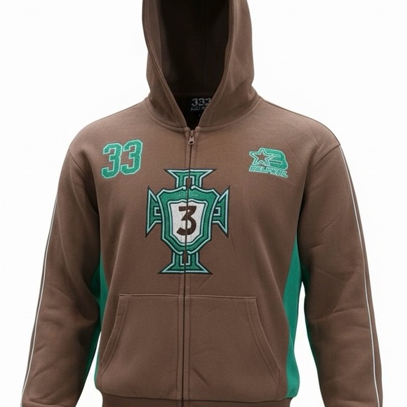 333 Half Evil Other - 🔥Half Evil 333 Full Zip Hoodie Brown Embroidered Logo Size Large Rare NWT